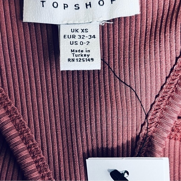 Topshop sports bra crop pullover 39N Racerback Wide Band Rib burgundy size 0-2 - Picture 7 of 14